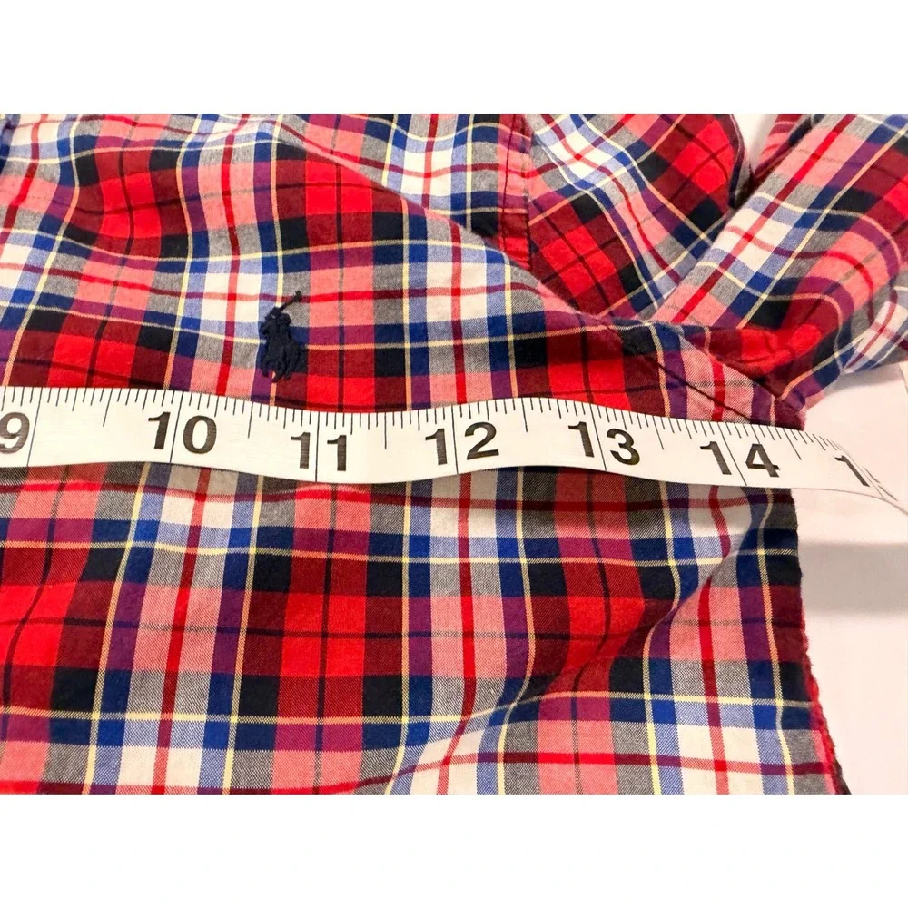 Ralph Lauren Kids Red Blue White Plaid Cotton Button Down Shirt Size 6